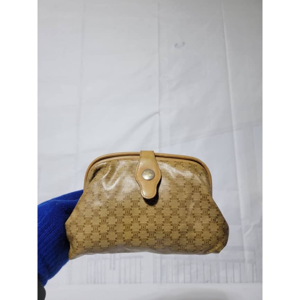 Authentic Celine Vintage Macadam Clutch Beige